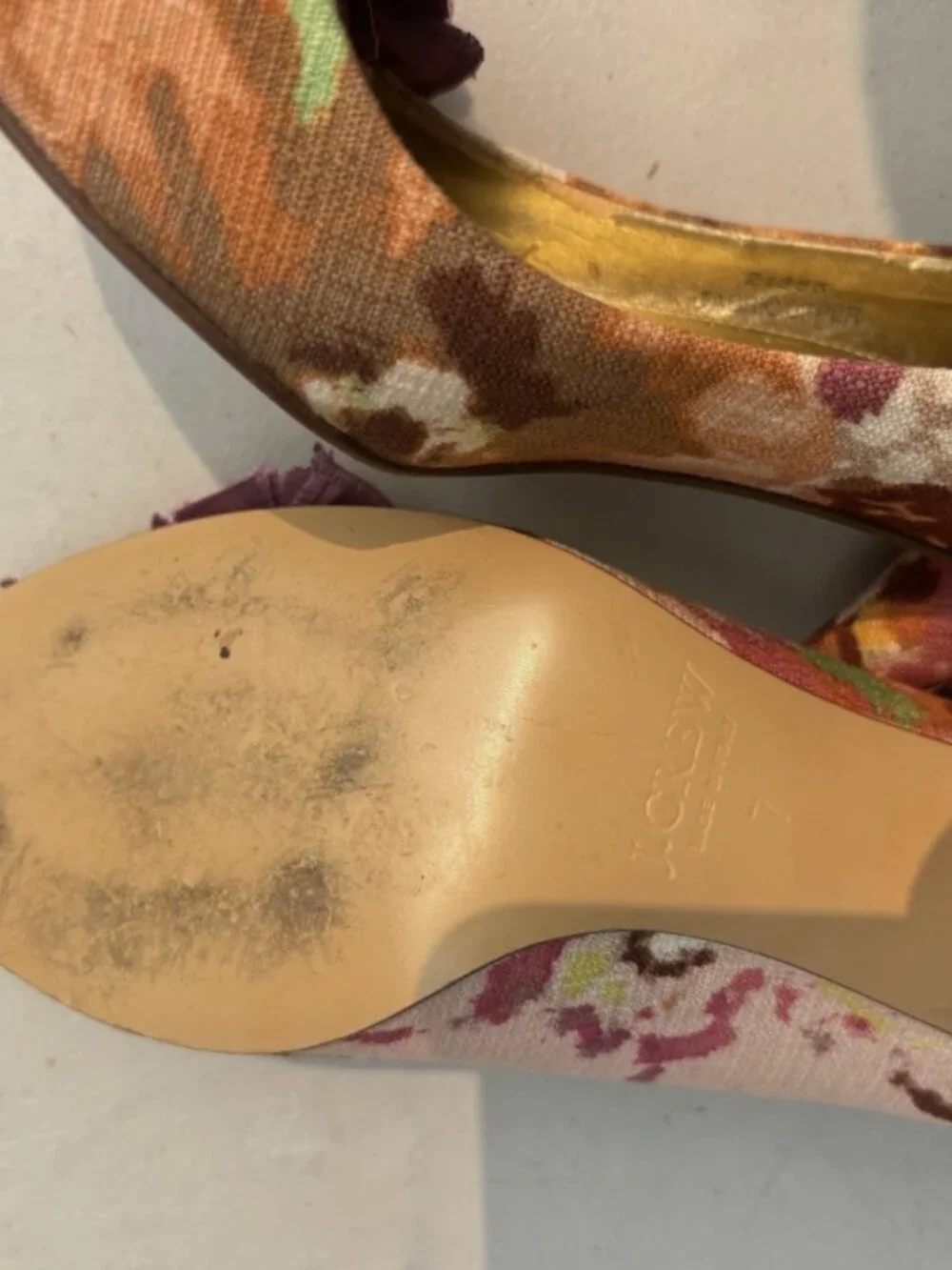 J.Crew Raffia Rose Printed Peep Toe Heels Size 7